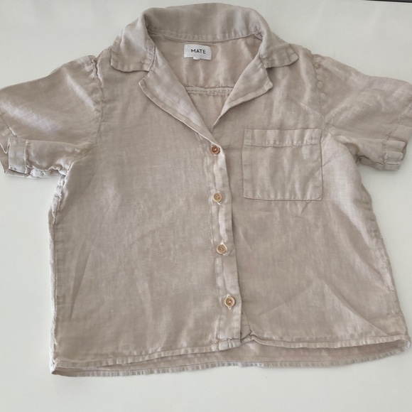 Mate the Label Logan Linen Top Boxy Button Down Short Sleeve Top Small - Picture 2 of 8